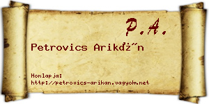 Petrovics Arikán névjegykártya